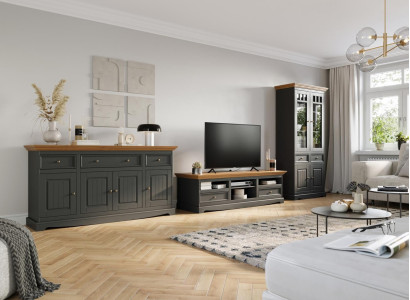 Wall unit Wood Chest of drawers + TV cabinet Sideboard Italian country house furniture 3 pieces. Set new